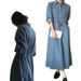 Korean Version Double Pocket Lapel Breasted Denim For Women, Drawstring Waist Tie, Water Washed Long A-Line Dress_mkmklike.com