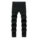 Men's Stretch Skinny Jeans With Printed Design, Black Slim Fit Tapered Jogger Denim Pants For Casual Streetwear_mkmklike.com