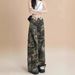 American Style Camouflage Cargo Jeans For Women Summer Loose Fit Versatile Slimming High Waist Cuffed Straight_mkmklike.com