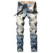 Men's Clothing Fashionable Ripped Men's Slim Fit Straight Leg Trousers_mkmklike.com