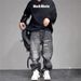 Cross-border Distressed Ripped Jeans For Men, Straight Loose Fit, Slimming, Slightly Flared Wide-leg Pants, Summer_mkmklike.com