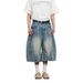 Men's Clothing Unisex Retro Washed Cracked Scimitar Cropped Jeans Loose Wide Leg Hip Hop Shorts American Street Style_mkmklike.com
