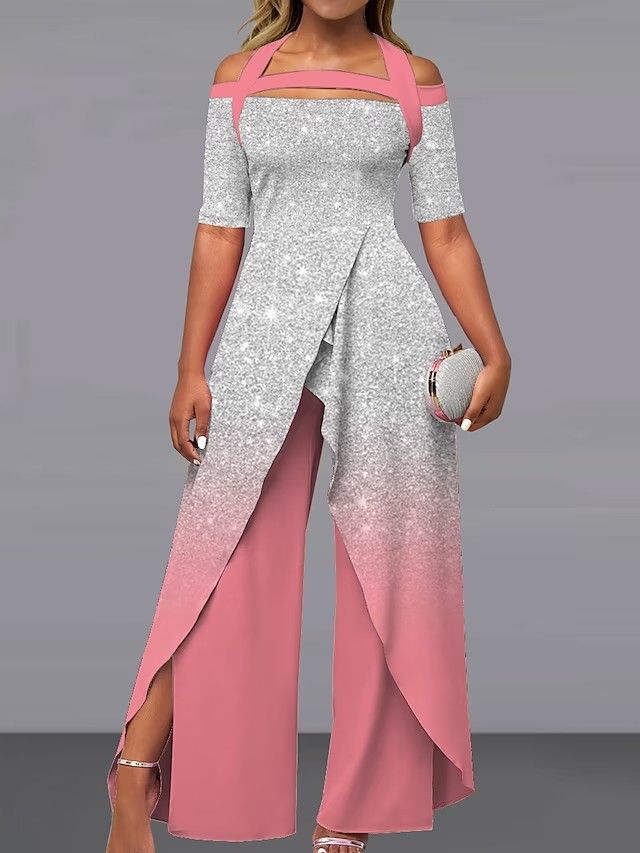 Women's Clothing Fashion Sexy Off-Shoulder Printed Casual Wide-Leg Jumpsuit_mkmklike.com