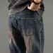 Men's Vintage Blue Straight Leg Jeans - Comfortable Relaxed Fit, Classic Denim Pants For Casual Wear_mkmklike.com