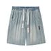 Men's Retro Style Straight Leg Jeans Loose Fit Trendy Wide Leg Casual Five Point Pants High Street Style Clean Fit For Summer_mkmklike.com