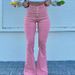 Women's Clothing New Fashion High Waist Slim Street Style Pink Hip Flared Casual Jeans_mkmklike.com
