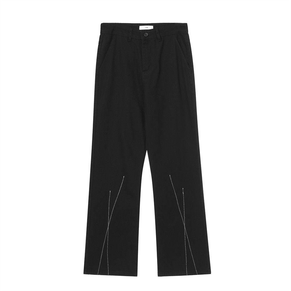 American Style Black Jeans Diagonal Intersecting Lines Loose Wide-Leg Men's High Street Trendy Brand Casual Straight-Leg_mkmklike.com
