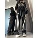 Unisex High-Street Cargo Pants – Oversized Straight-Leg Jeans With Adjustable Drawstring (M-2XL, Black/Green)_mkmklike.com