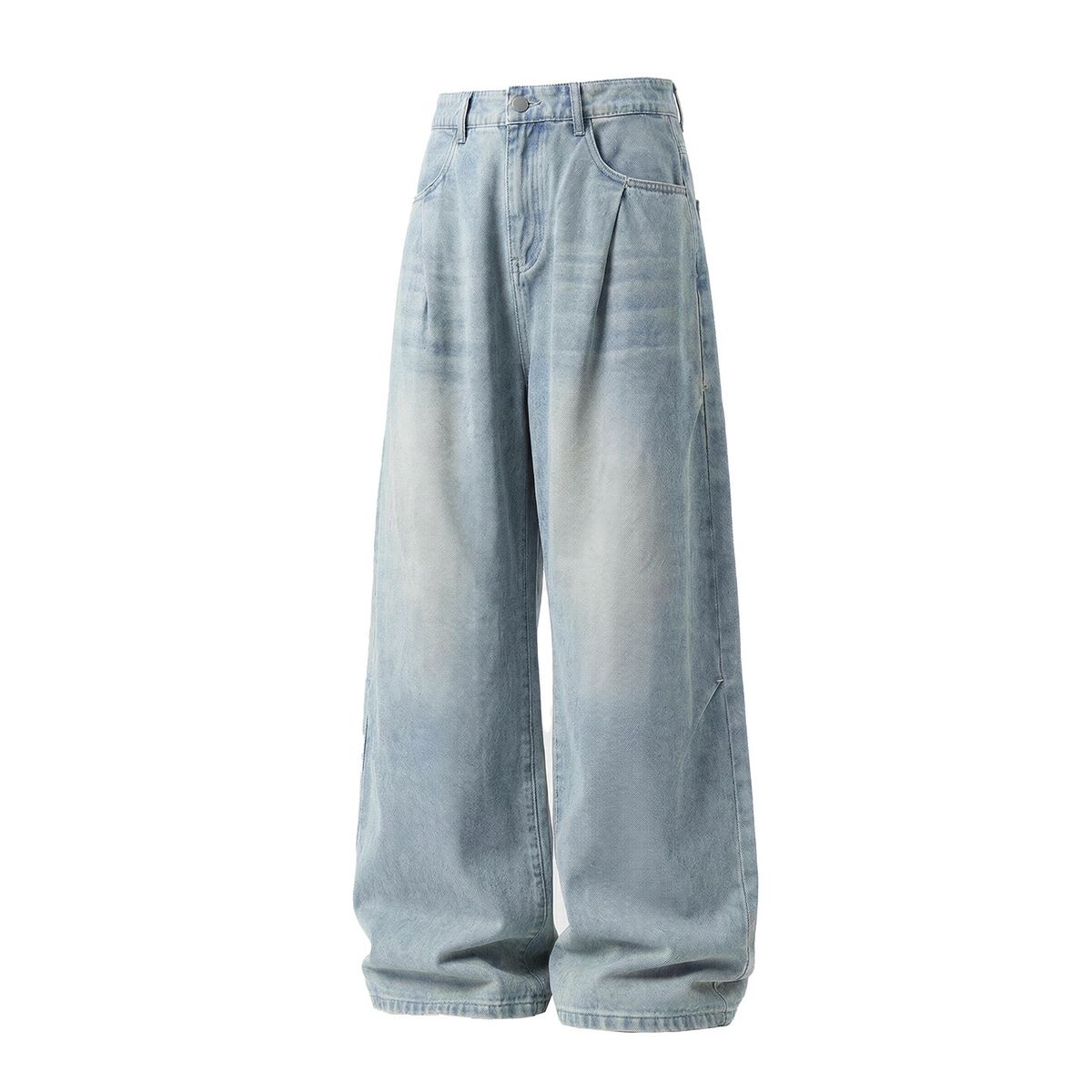 Vintage Washed Baggy Jeans For Men – High Street Relaxed Fit Straight Leg (Cotton, Button Fly, Distressed, M-Xxxl)_mkmklike.com