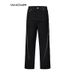 Double Open Large Zipper Jeans For Men Casual Loose VIBE Style Mopping Jeans Hip Hop Baggy Jeans Black Denim_mkmklike.com
