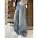 Glitter Starry Sky Rhinestone Fleece-Lined Jeans For Women - High Waist Loose Wide Leg Pants, Trendy & Stylish Casual Wear_mkmklike.com