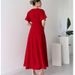 Women's Clothing new solid color fashion chest pleated belt dress long skirt_mkmklike.com