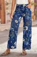 Women's Printed Straight Leg Jeans - Flowy Bootcut Denim Pants For Spring/Autumn (S-2XL, Light Blue/Dark Blue, Cotton Blend, Mid-Rise)_mkmklike.com