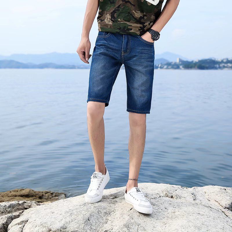 Men's Clothing Men's Retro Distressed Denim Shorts Style Summer Trendy Embroidered Heavyweight Washed Loose Five-Point Fit_mkmklike.com