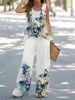 Women's Clothing round neck casual printed vest wide leg pants suit_mkmklike.com