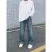 Nordmann High Street Retro Jeans For Men, Loose Fit, Wide Leg, Floor-Length Pants, BF Hong Kong Style, Trendy Straight-Leg,_mkmklike.com
