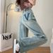 ELLE American Style Pocket Design Straight Jeans For Women 2025 New Retro Small Slimming Draped Narrow Wide Leg Pants_mkmklike.com