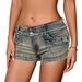 Women's Clothing New High Elastic Ultra Short Low Waist Distressed Ripped Jeans Denim Shorts For Women_mkmklike.com