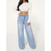 Women's High-Waisted Wide-Leg Jeans - Drawstring Waist Comfortable Denim Pants (S-XXL, Light Blue, Relaxed Fit & Stretch Fabric)_mkmklike.com
