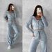 Women's Clothing Suit Solid Color Long Sleeve Zipper Hoodie Lace up Pants Two piece Set_mkmklike.com