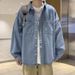 Autumn Fashion Retro Workwear Shirt Loose Denim Men's Jacket Shirt Casual Long Sleeved Jacket_mkmklike.com