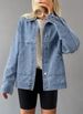 Trendy Oversized Denim Jacket For Women - Classic Polo Collar With Functional Pockets (Light Blue/Navy/Black/Charcoal/White, S-2XL)_mkmklike.com