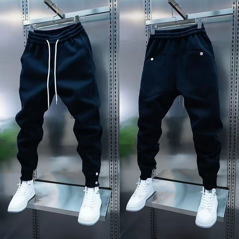 Men's Autumn And Winter New Sweatpants Solid Color Trendy Brand Elastic Embroidery Tied Feet Loose Sports Fashion Break_mkmklike.com