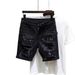 Men's Washed Denim Shorts – Mid-Thigh Casual Cotton Stretch Cargo Shorts (White/Black, 28-36, 65% Cotton, Relaxed Fit)_mkmklike.com