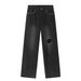 EF JEANS | 2023 New Product, Korean Version Straight Tube American Trend Ripped Denim Trousers, Men's And Women's Same Black_mkmklike.com