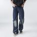 Men's Loose Fitting Wide Leg Pants Retro Design Spring Autumn Frayed Hem Floor Length Straight Trendy Brand_mkmklike.com