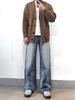 Men's Clothing Retro Washed Distressed Simple Vintage Washed Straight-Leg Jeans For Men - Classic Blue Denim, Relaxed Fit, Button Fly (Sizes S-3XL)_mkmklike.com