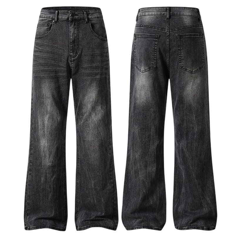 Men's Clothing & Archer0603 & Autumn/Winter New Style Extra Long, Height Enhancing American Retro Distressed Slimming Flare Lightning Black Jeans_mkmklike.com