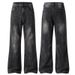 Men's Clothing & Archer0603 & Autumn/Winter New Style Extra Long, Height Enhancing American Retro Distressed Slimming Flare Lightning Black Jeans_mkmklike.com