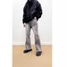 Men's Gray Pleated Flared Jeans Cleanfit Loose Casual Straight Leg Retro Style Pants_mkmklike.com