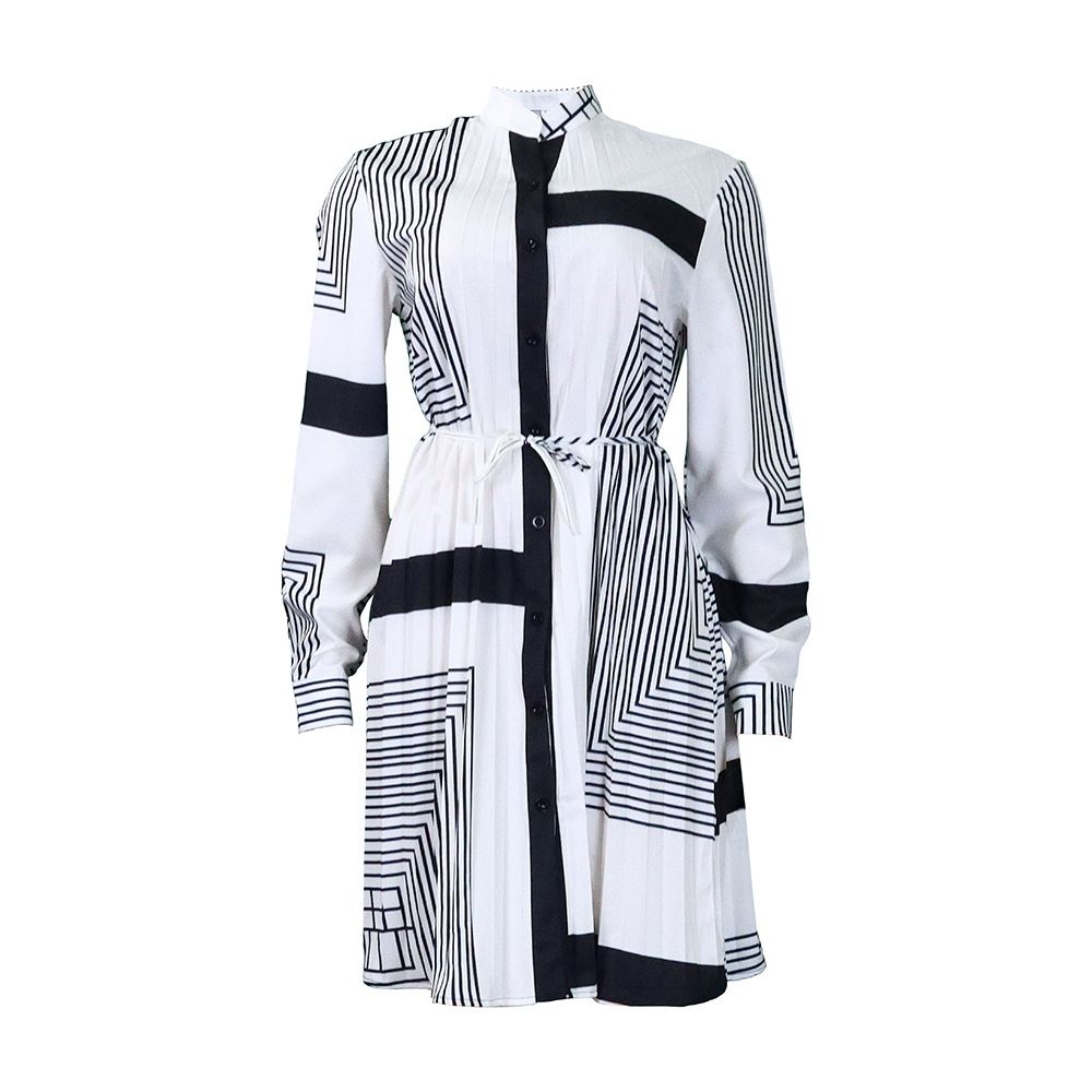 Women's Clothing printed pleated fashion strap casual large size dress_mkmklike.com
