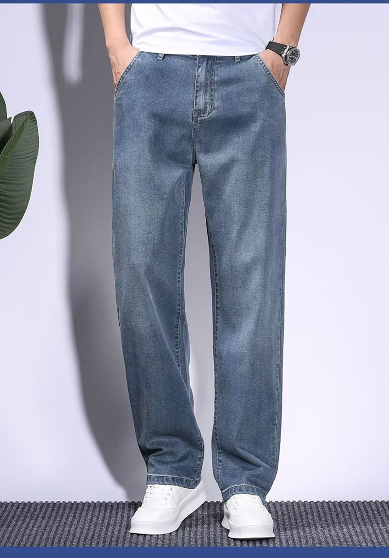 Men's Clothing Men's Stretchy Summer Thin Loose Straight Leg Jeans One Piece Hot Selling Denim For Formal & Casual_mkmklike.com