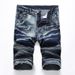 Cross-border Foreign Trade European And American Tide Brand Locomotive Pleated Straight Denim Shorts Men's Pocket Zipper Five-point Pants BIKER_mkmklike.com