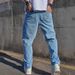 Men's Clothing Trendy Washed Straight-Leg Jeans For Men - Loose Fit Denim Pants With Artistic Paint Details & Low-Rise Design_mkmklike.com