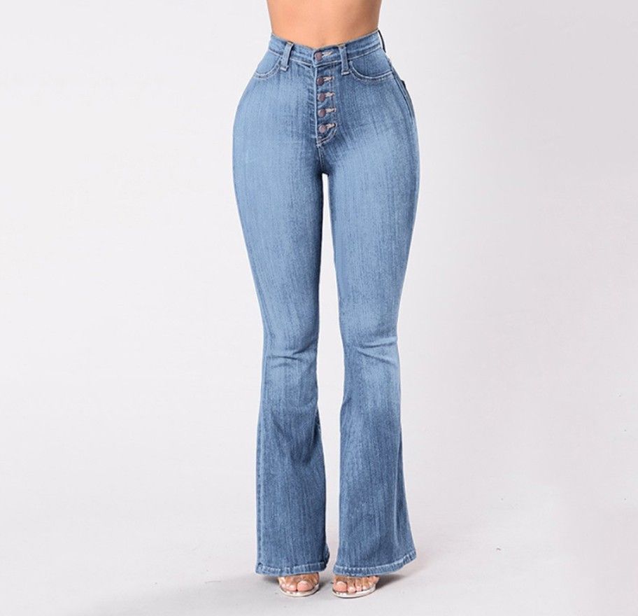 Women's Clothing High-Waisted Women's Stretch Jeans Wide Leg Stretch Denim Flared For Formal & Casual For Women_mkmklike.com