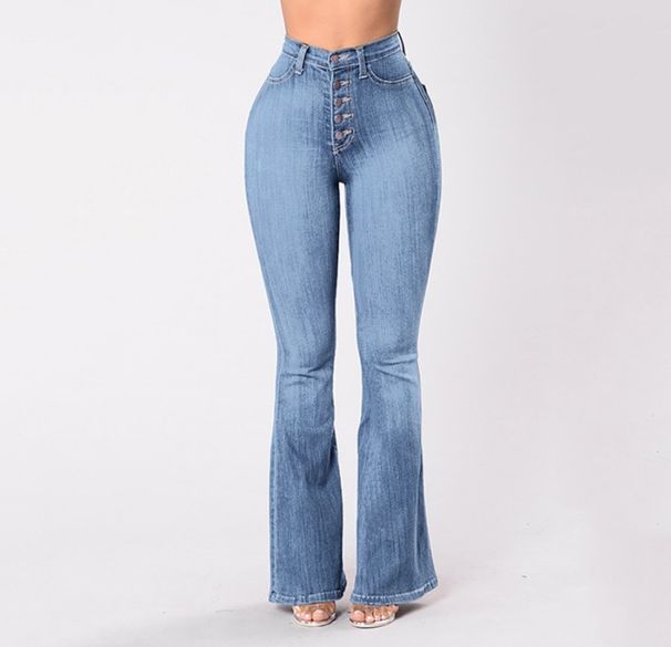 Women's Clothing High-Waisted Women's Stretch Jeans Wide Leg Stretch Denim Flared For Formal & Casual For Women_mkmklike.com