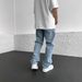 Men's Straight Leg Denim Pants - Minimalist Wide Fit Casual Trousers | Versatile Streetwear Essential_mkmklike.com