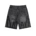 Pure Ripped Denim Men's Trendy American High Street Five-Point Loose Straight Retro Washed Frayed Shorts_mkmklike.com