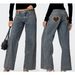 Women's Low Waist Wide Leg Jeans – Heart & Leopard Print, Vintage Blue, Casual Straight Fit (S-XL)_mkmklike.com