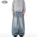 Men's American Classic Washed Denim Jeans Cat Whisker Blade Cuts Baggy Tapered Loose Fit Straight Leg Jeans for Men And Women_mkmklike.com
