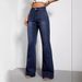 Women's Clothing Straight-Leg High-Waisted Jeans – Classic & Comfortable With Solid Color (S-XL, Blue)_mkmklike.com