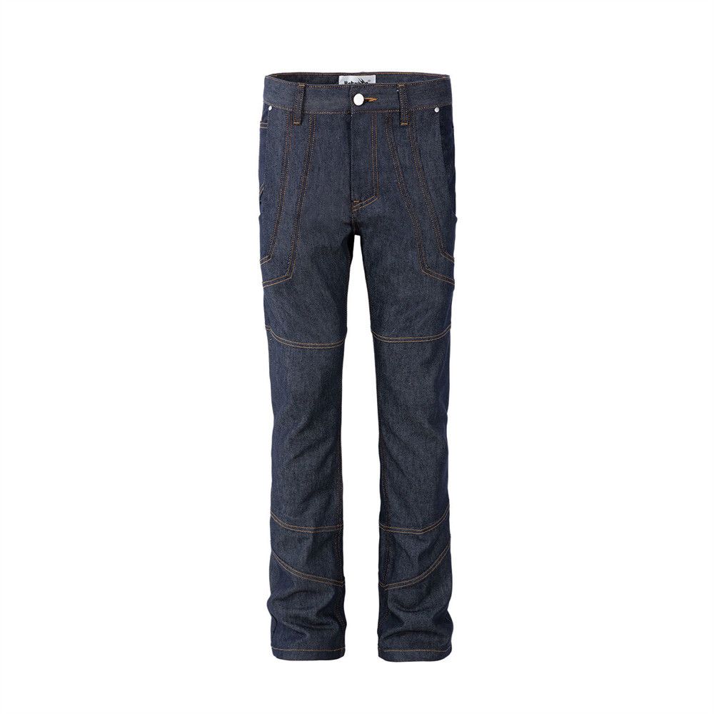 Slim Fit Denim Straight-Leg Men's Trendy Brand Heavy Craft Deconstructed Stitching Split Design Pants_mkmklike.com