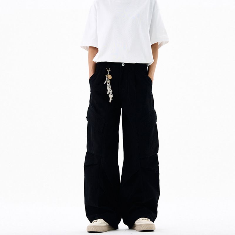 Overalls - American Retro Style Deconstructed Multi-pocket Overalls, The Same For Men And Women, Wide-leg Version_mkmklike.com