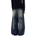 Vintage Washed Pattern Jeans For Men, Trendy New Versatile High Street American Casual Wide-Leg Comfortable Slim-Fit_mkmklike.com
