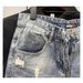 Men's Trendy Denim Shorts Loose Fit Five Point Summer Thin Casual Ripped Korean Style Cargo Pants Brand_mkmklike.com