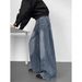 Men's Washed Distressed Patchwork Jeans - High Street Baggy Wide Leg Pants With Vintage Wash For Urban Streetwear_mkmklike.com